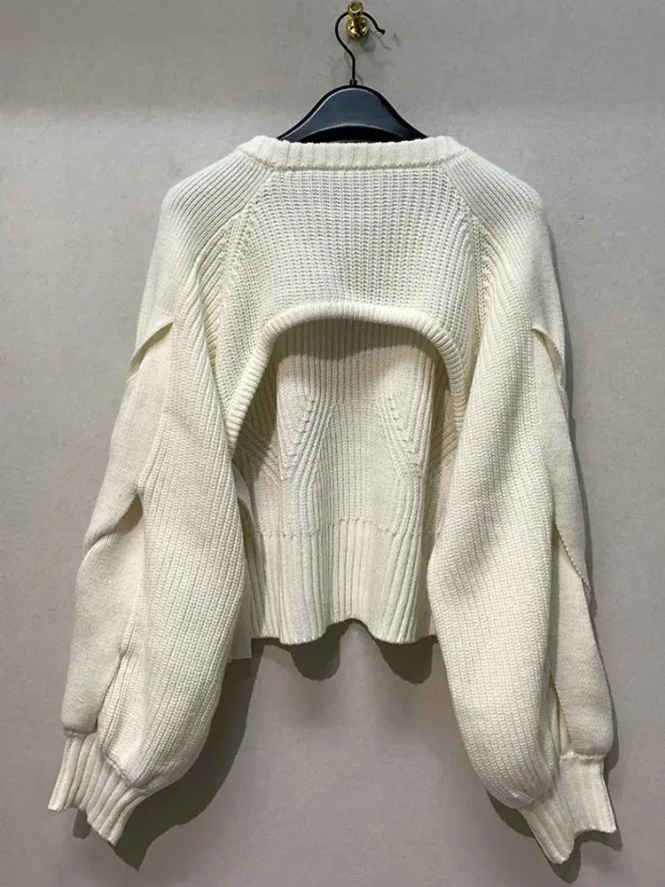 Lazy pullover design simple sweater hollowed out knit sweater eprolo