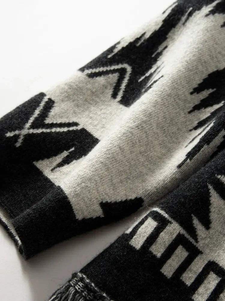 Retro tassel cashmere cardigan women's V-neck knitted cardigan sweater jacket medium long style eprolo