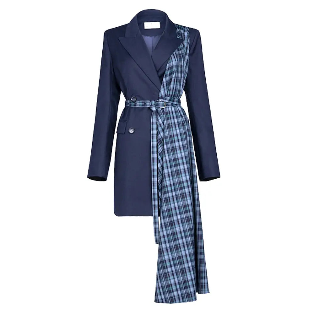 Autumn And Winter Slimming Waistband Splicing A-Line Dress Female New V-Neck Suit Skirt eprolo