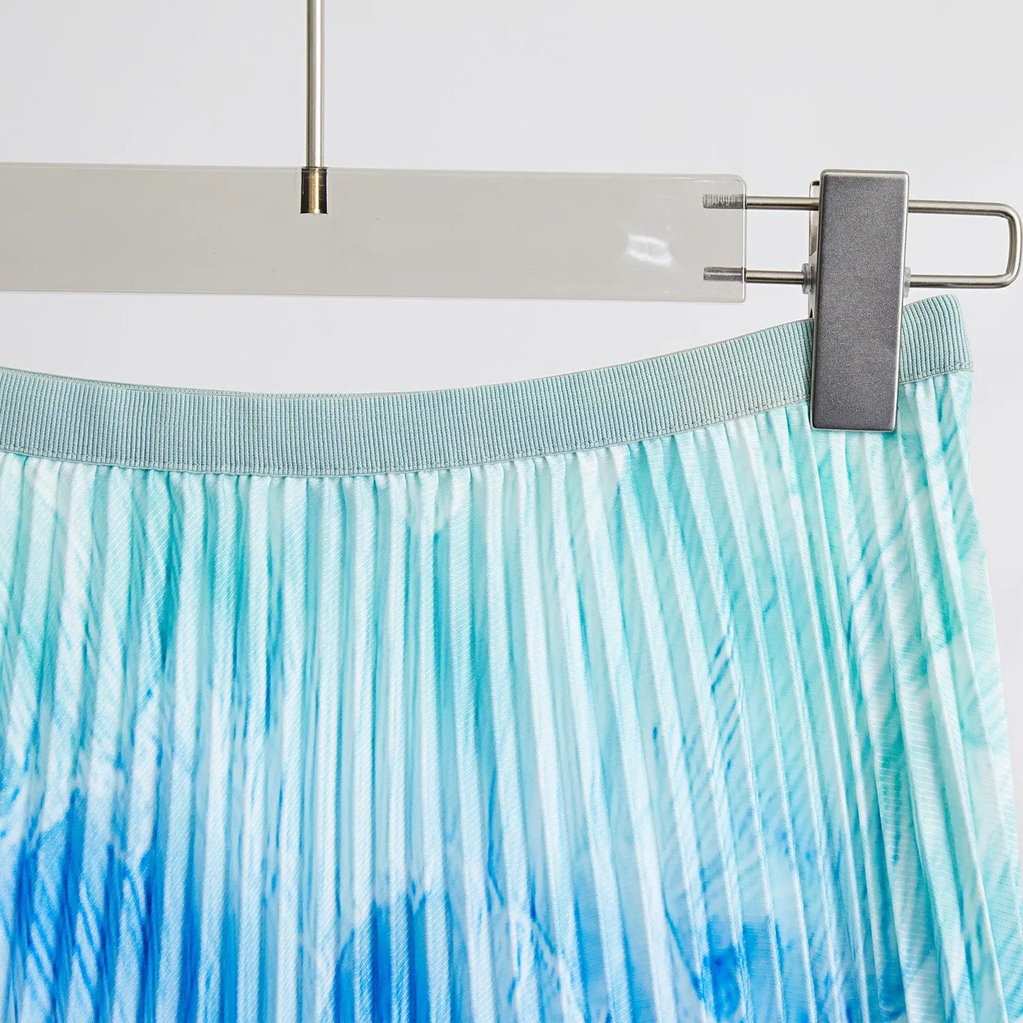 Printed Wave Pleated 2 Pieces Set Women's Turtleneck Long Sleeves Slim Tops High Wasit Fold Skirts Female eprolo