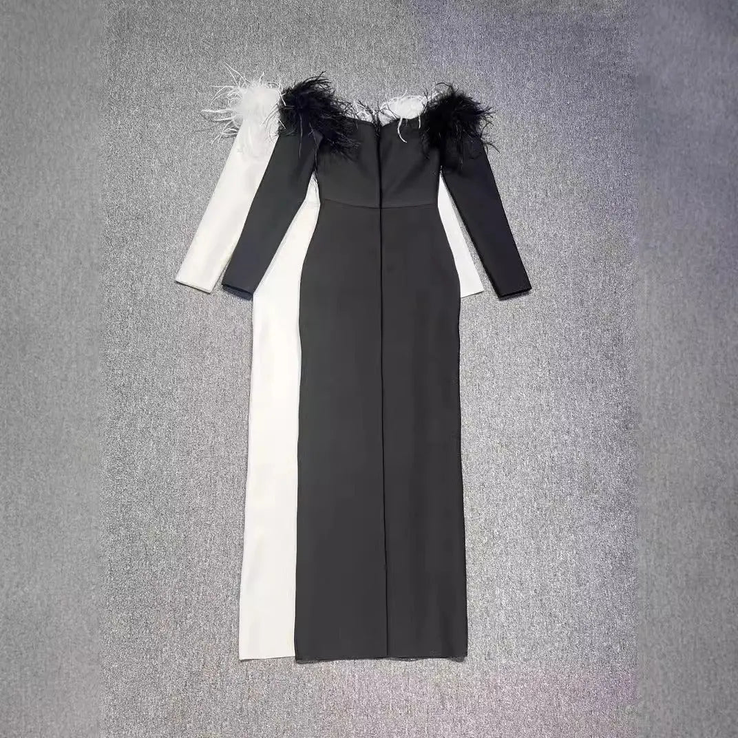 Sexy One Word Hairy Neck Dress for Wearing Outside and Wearing Inside with Hip Wrapping Dress and Bandage Dress eprolo