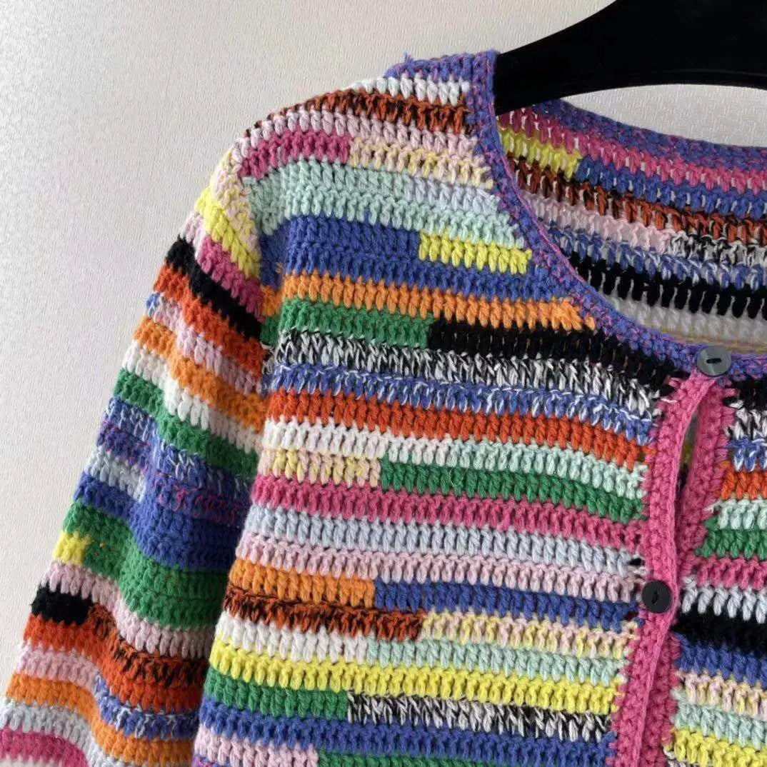 Sequined Striped Sweater Cardigans Women Luxury High Street Single Breasted Long Sleeve Designer  Vintage Elegant Traf Tops Pull eprolo