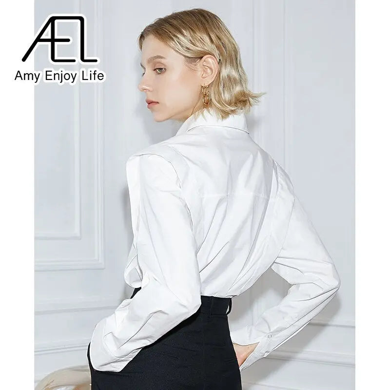 AEL Women Shirt Long Sleeve Lapel Blouse Elegant Feminina Fashion Spring Top Clothing Loose Causal Streetwear eprolo