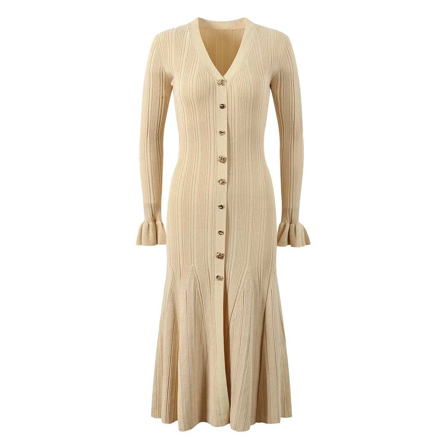 Elegant temperament socialite light luxury single breasted slim knit dress for women in autumn elegant fish tail long skirt eprolo