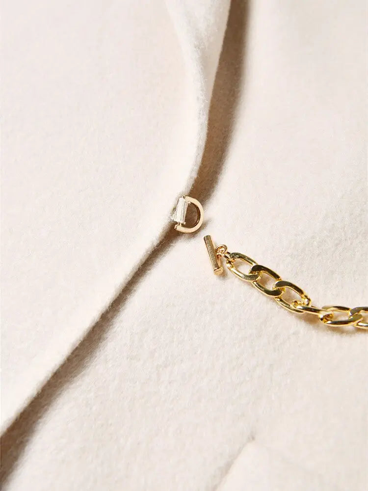 Autumn And Winter Straight Lapel Simple Belt Chain Long Reversible Wool Coat Wool Coat eprolo