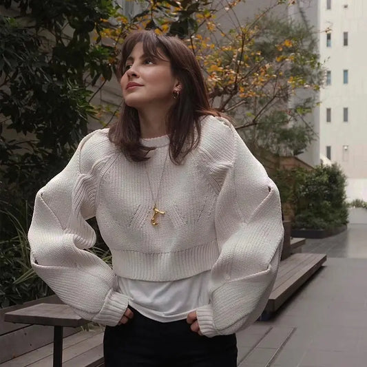 Lazy pullover design simple sweater hollowed out knit sweater eprolo