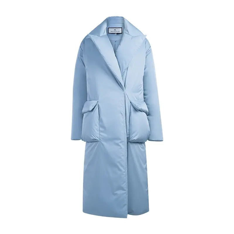 Autumn And Winter Solid Color Thickened Long Lapel Street Shot Down Jacket Women eprolo