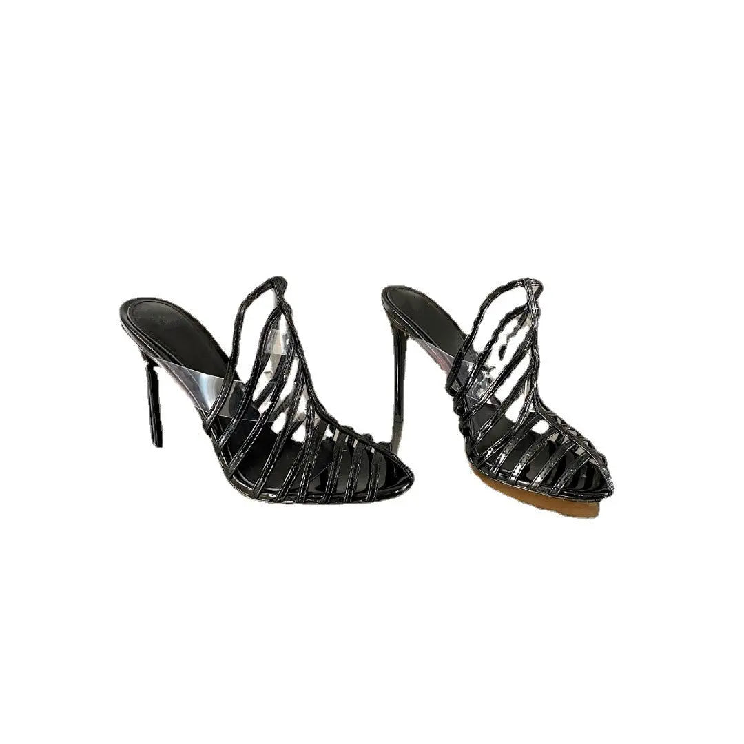 Genuine leather high heels, fashionable and versatile metal sheepskin eprolo