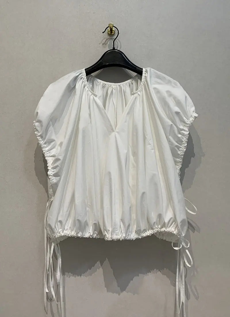 Fashionable French lazy and relaxed one-piece temperament shirt V-neck slimming top eprolo