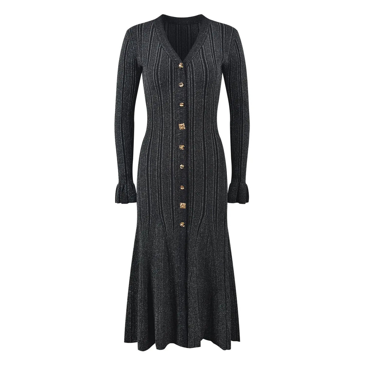 Elegant temperament socialite light luxury single breasted slim knit dress for women in autumn elegant fish tail long skirt eprolo