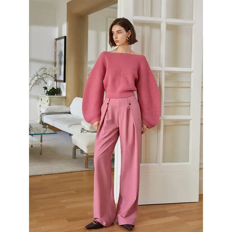 Spring Women Knitted Pullover Sweater Streetwear Boat Neck Long Sleeve Cropped Tops Fashion Red And White eprolo