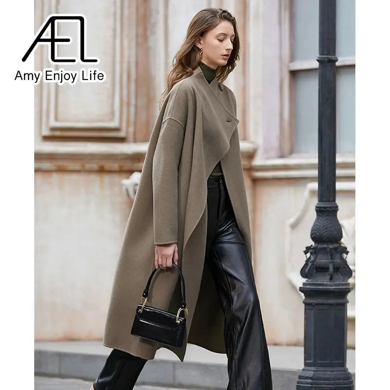 French White Double-Sided Suiting Slim Waist Woolen Coat Winter Premium Woolen Coat eprolo