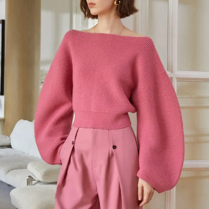 Spring Women Knitted Pullover Sweater Streetwear Boat Neck Long Sleeve Cropped Tops Fashion Red And White eprolo