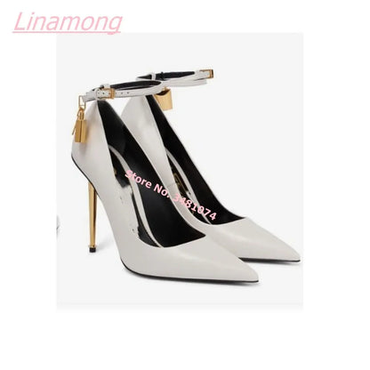 Summer New Women Pumps Metal Thin High Heel Luxury Shallow Pointed Toe Big Size Comfort Party Office Shoes eprolo