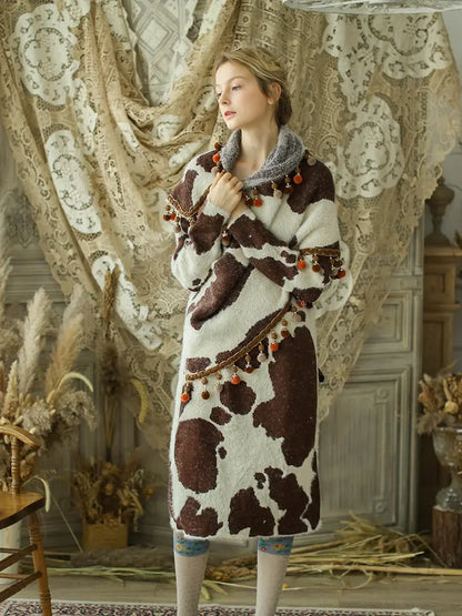 Vintage Cow Shawl Models Warm Woolen Straight Fall And Winter Dresses eprolo