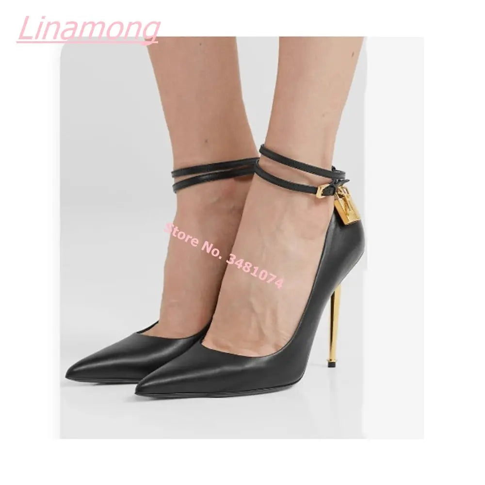 Summer New Women Pumps Metal Thin High Heel Luxury Shallow Pointed Toe Big Size Comfort Party Office Shoes eprolo