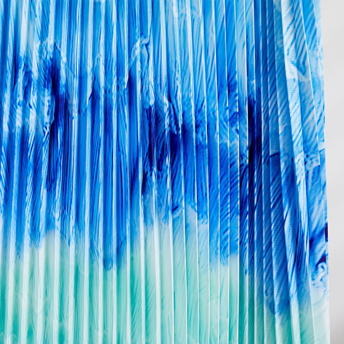 Printed Wave Pleated 2 Pieces Set Women's Turtleneck Long Sleeves Slim Tops High Wasit Fold Skirts Female eprolo