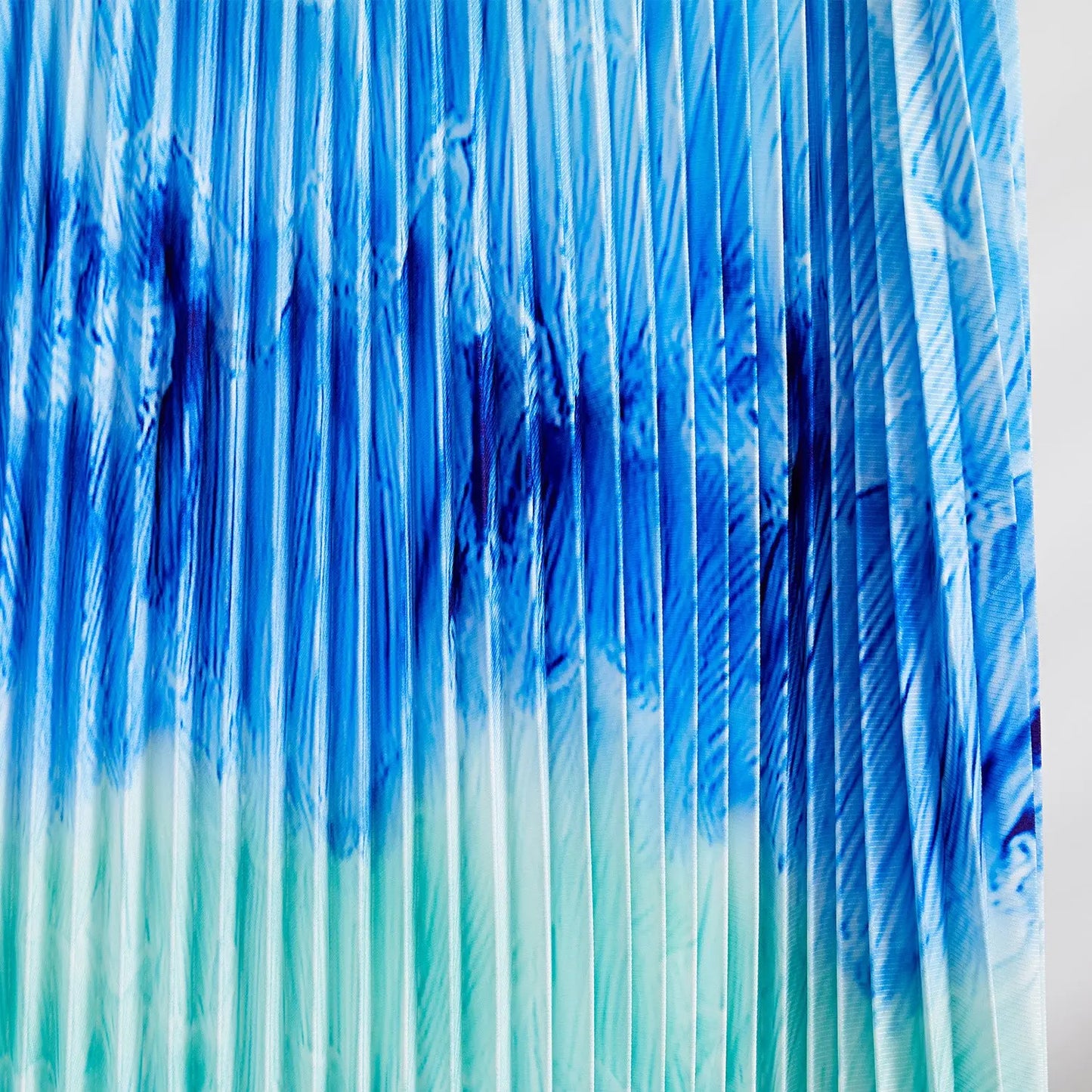 Printed Wave Pleated 2 Pieces Set Women's Turtleneck Long Sleeves Slim Tops High Wasit Fold Skirts Female eprolo