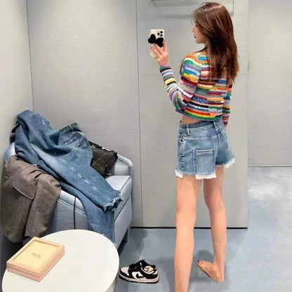 Sequined Striped Sweater Cardigans Women Luxury High Street Single Breasted Long Sleeve Designer  Vintage Elegant Traf Tops Pull eprolo