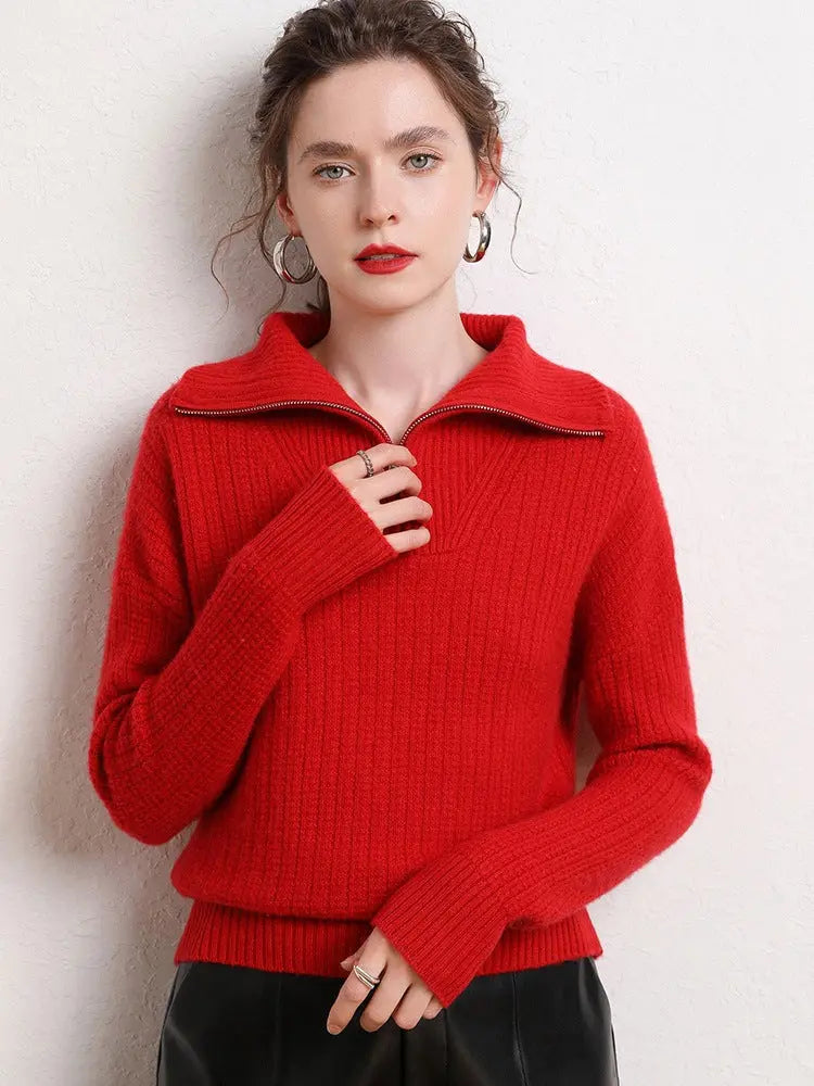 Stand up collar thickened long sleeved pullover knitted base sweater eprolo