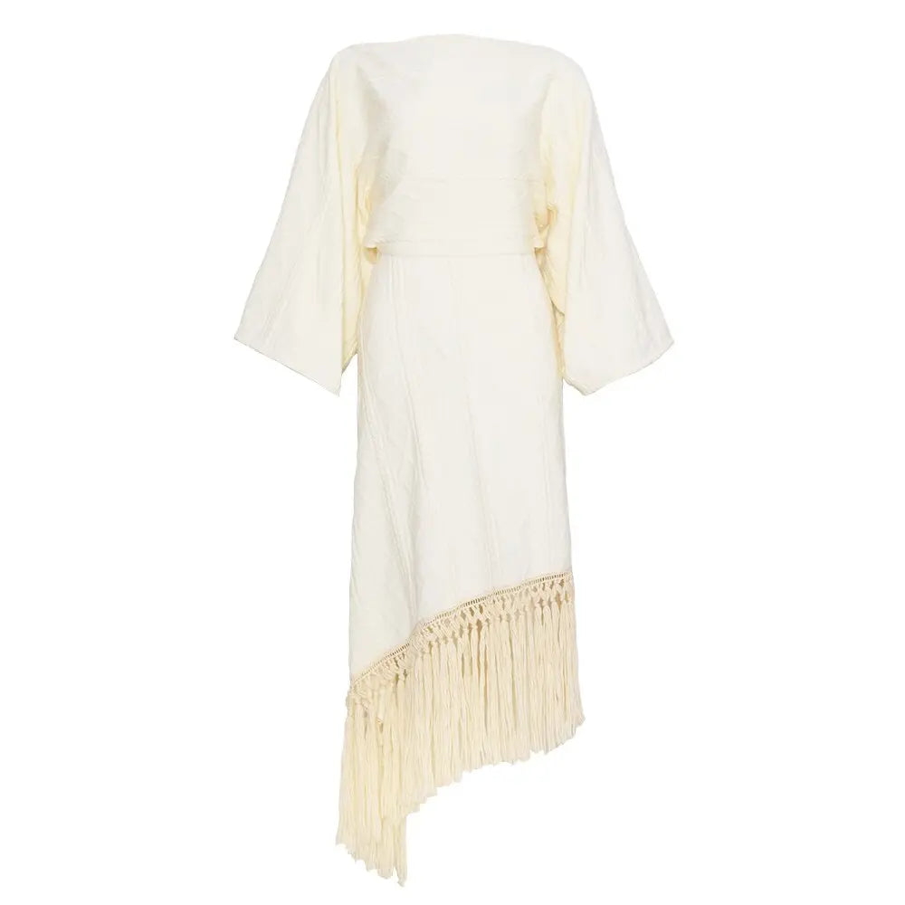 Vintage Versatile Tassel Knitted Dress Women's Spring and Autumn New Style Sweater Long Dress eprolo