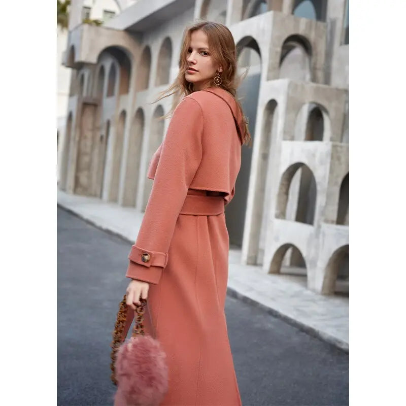 Double Woolen Woman's Upmarket Coat One Shoulder Overcoat Female New Fashion Temperament Women's Popular Woolen Coat eprolo