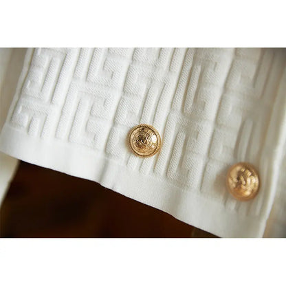 New Knitted Dress Heavy Industry Suit Collar Wanzi Top Belt Hip Wrap Dress Two Piece Fashion Set eprolo