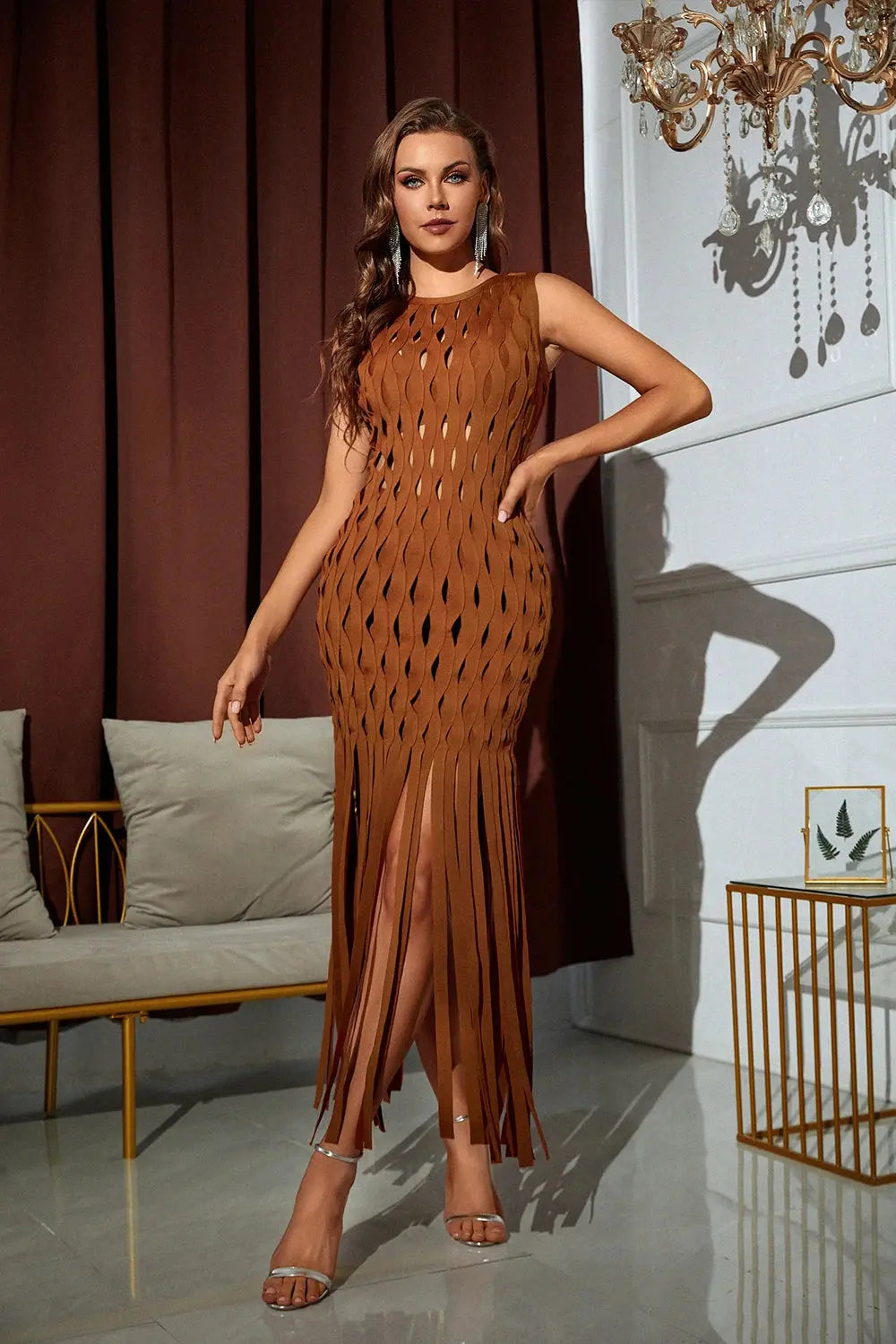 Two piece set of white tassel dress for women's long skirt eprolo