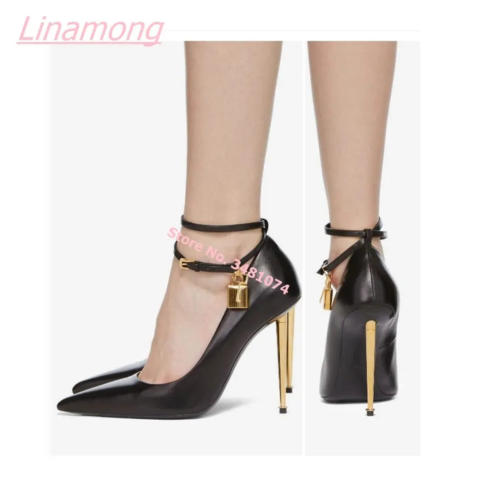 Summer New Women Pumps Metal Thin High Heel Luxury Shallow Pointed Toe Big Size Comfort Party Office Shoes eprolo