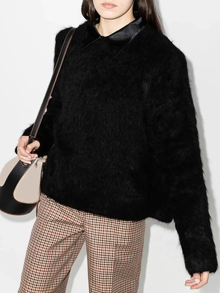 Trendy High Quality Lambswool Knitting Solid Color Sweaters Women Casual Loose Pullover Female Fashion eprolo