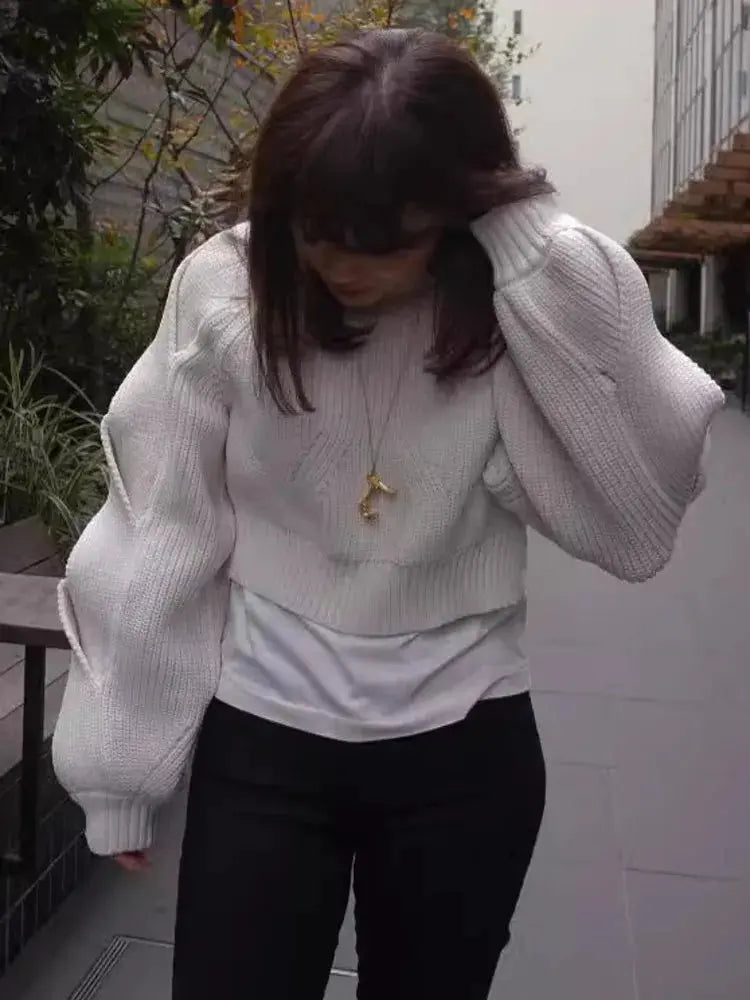 Lazy pullover design simple sweater hollowed out knit sweater eprolo