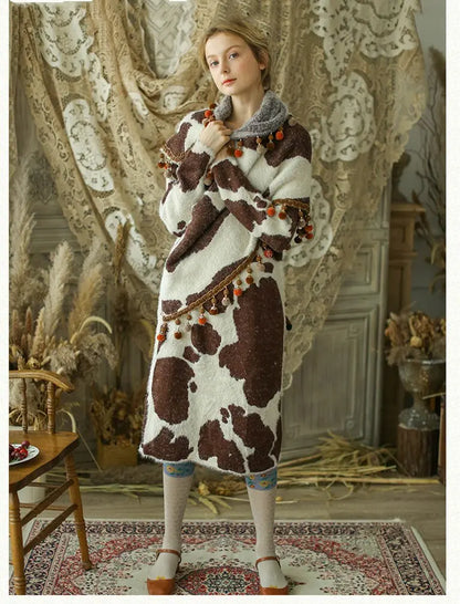 Vintage Cow Shawl Models Warm Woolen Straight Fall And Winter Dresses eprolo
