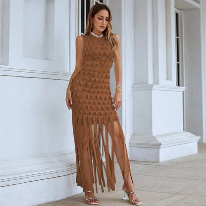 Two piece set of white tassel dress for women's long skirt eprolo