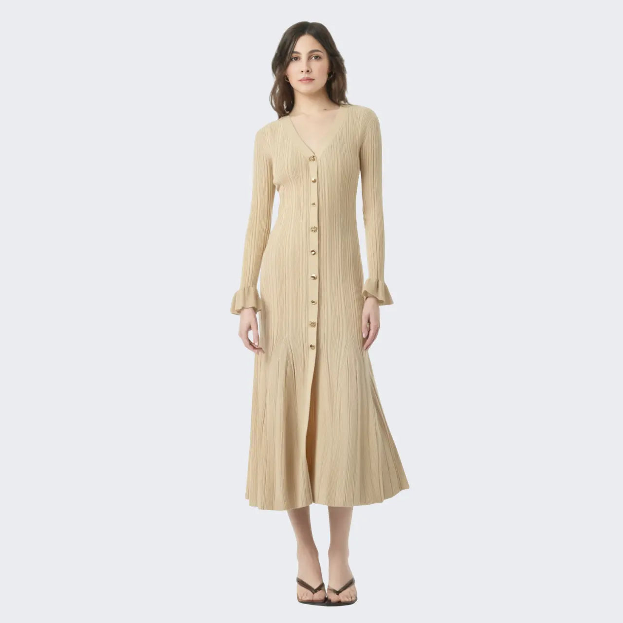 Elegant temperament socialite light luxury single breasted slim knit dress for women in autumn elegant fish tail long skirt eprolo