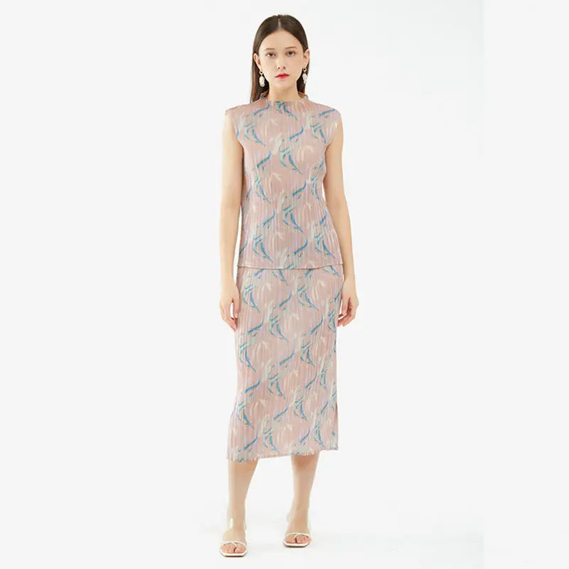 Spring and summer new Korean version of the small fragrance style fashion casual printing suit slim top skirt jacket female trend eprolo