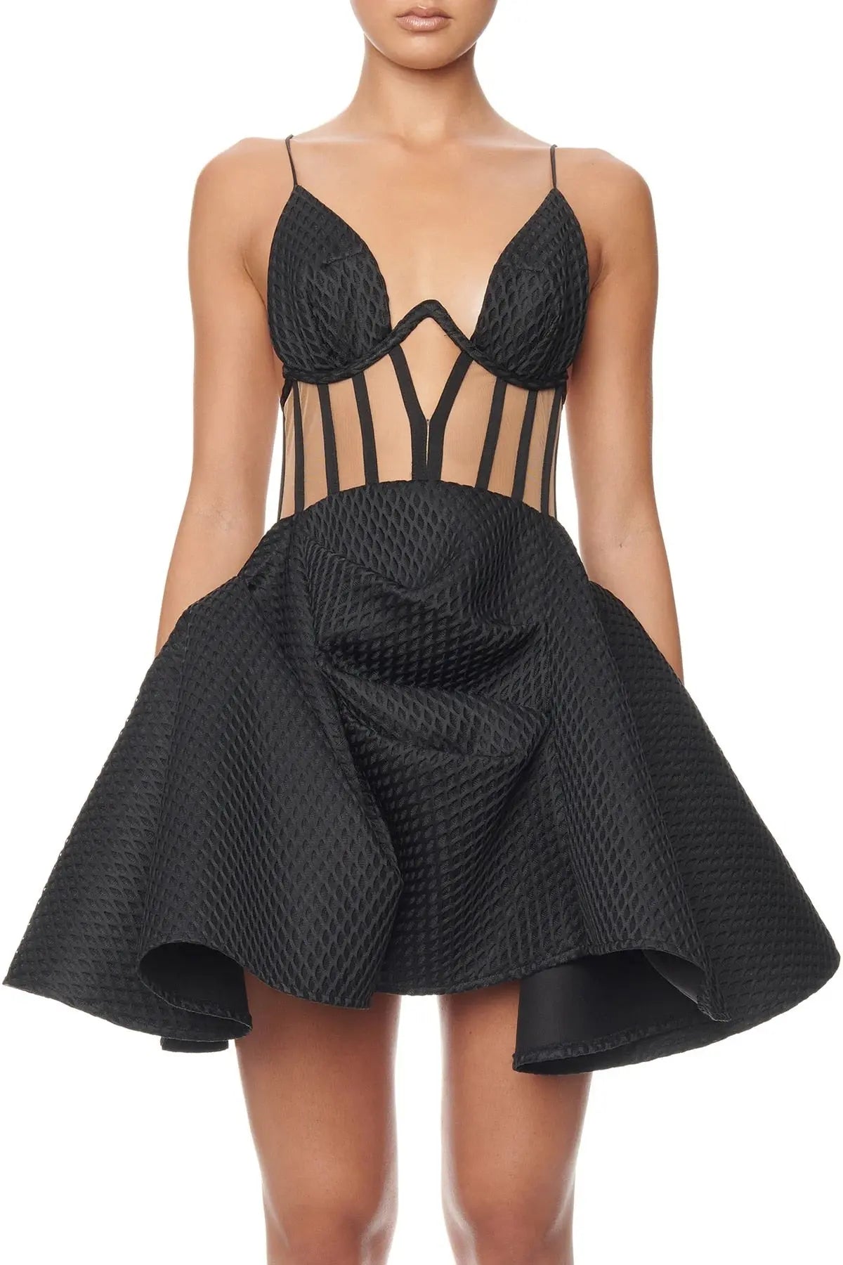 Summer Fashion Sexy Suspenders Mesh See-Through Pleated Backless Tutu Skirt Stunning Commuter High Waist Dress eprolo