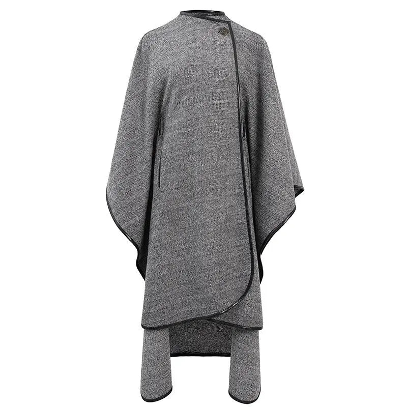 Medium Long Cape Style Street Woolen Coat New Herringbone Pattern Cloak Coat For Women In Winter eprolo