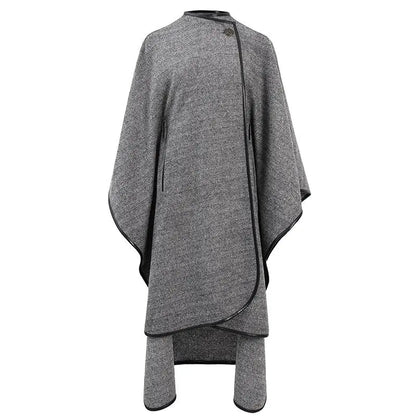 Medium Long Cape Style Street Woolen Coat New Herringbone Pattern Cloak Coat For Women In Winter eprolo