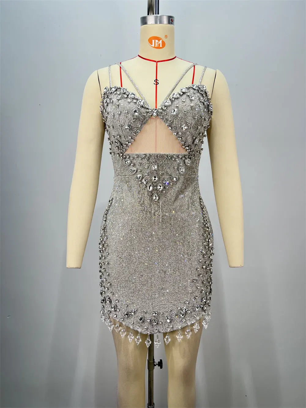 Fashionable Backless Strapless Fitted Mesh Beaded Casual Mini Bodycon Dress for Women eprolo