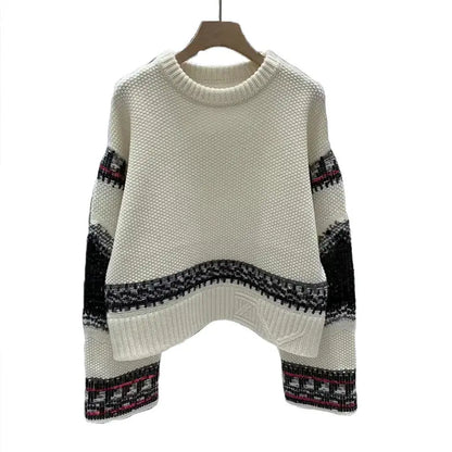 Autumn and Winter Design Sequined Cashmere Pullover Sweater eprolo