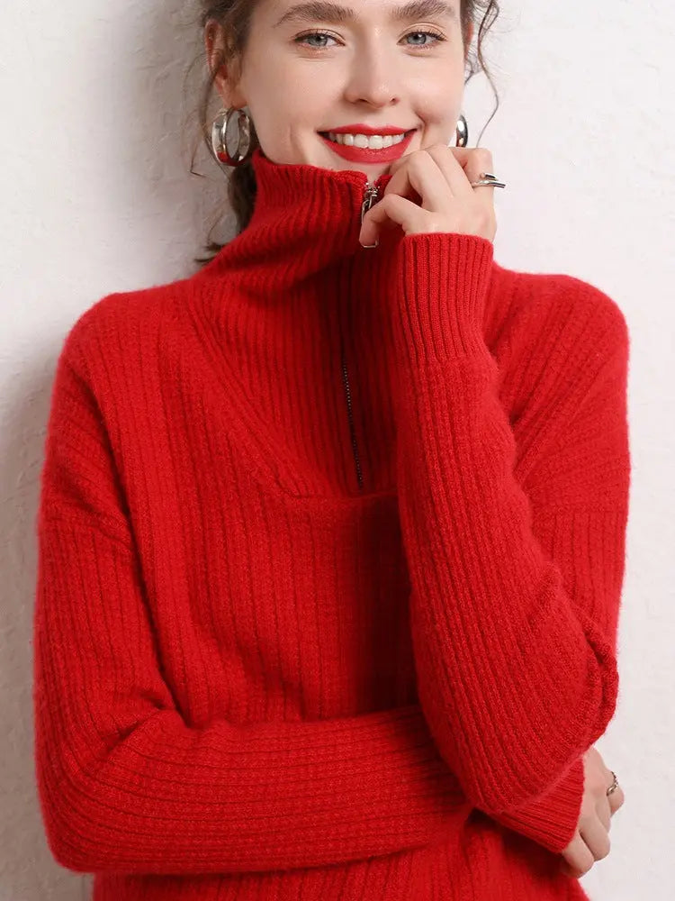 Stand up collar thickened long sleeved pullover knitted base sweater eprolo