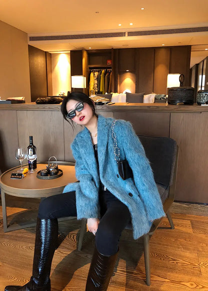 High Quality Women Elegant Blue Blazers New Fashion Ladies Vintage Loose Jackets Casual Female Streetwear Suits eprolo