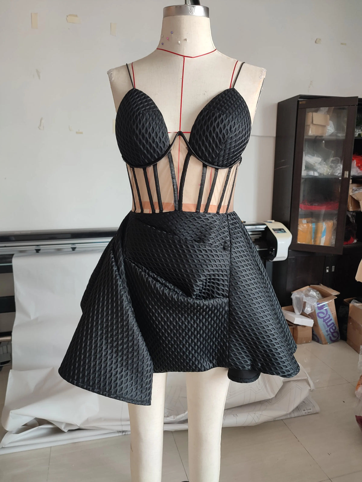 Summer Fashion Sexy Suspenders Mesh See-Through Pleated Backless Tutu Skirt Stunning Commuter High Waist Dress eprolo