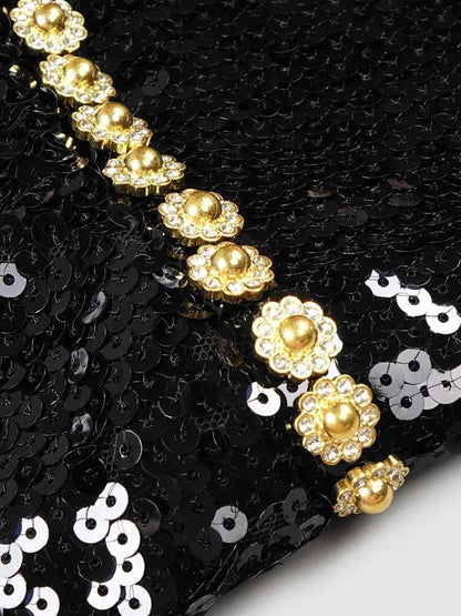 Black Evening Dinner Dress Women Elegant Square Collar Crystal Sequins Spaghetti Strap Dresses eprolo