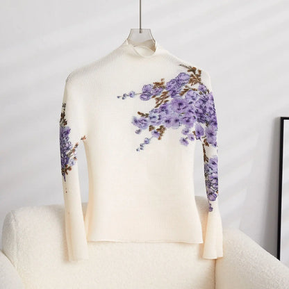 Long Halfskirt Set Women's Fashion Women's Spring New Long Sleeve Pleated T-shirt Pleated Skirt Two Piece Set eprolo