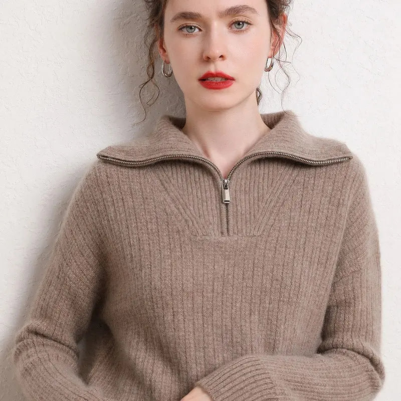 Stand up collar thickened long sleeved pullover knitted base sweater eprolo