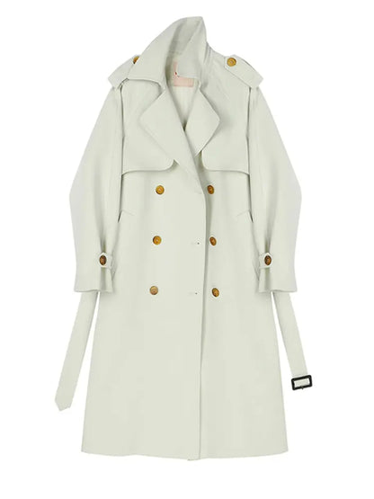 Women White Elegant Big Size Trench New Lapel Long Sleeve Loose Fit Windbreaker Fashion Tide Spring Autumn eprolo