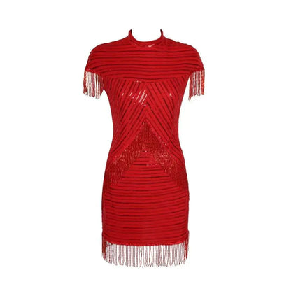 Vintage Sequin Fringe Dress - Beaded Fringe Cocktail Dress for Party eprolo