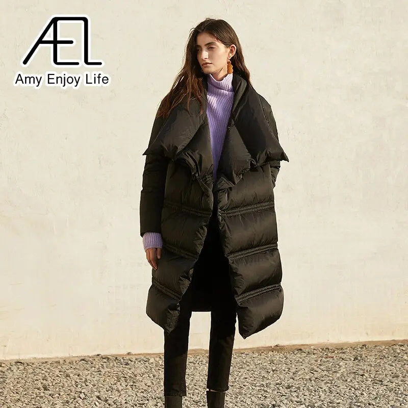 Autumn And Winter New Medium And Large Lapel Warm Thick Down Jacket eprolo