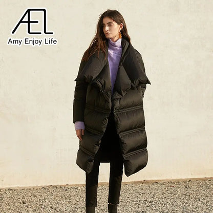 Autumn And Winter New Medium And Large Lapel Warm Thick Down Jacket eprolo